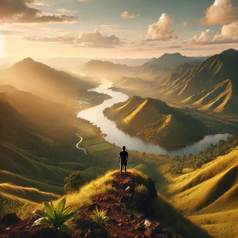 Paisagem deslumbrante vista de uma montanha durante uma viagem. Um dos morivos porque devemos viajar