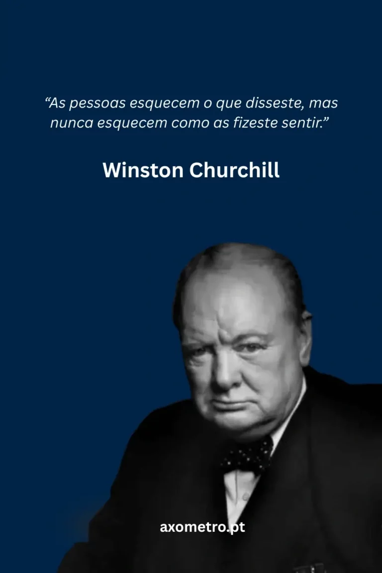 Citação inspiradora sobre empatia e impacto emocional, com fotografia antiga de um homem de fato e gravata sobre fundo azul escuro.