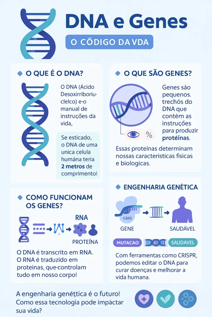 Infografico sobre os principais temas da engenharia genética