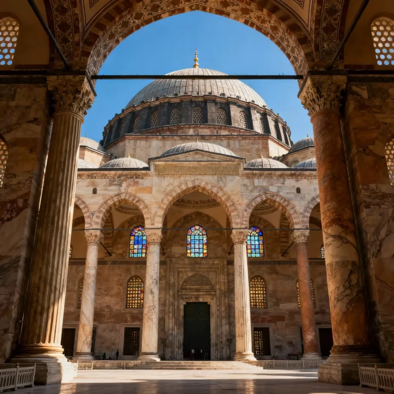Imagem ultra realista da Basílica de Santa Sofia em Istambul, mostrando sua grandiosa cúpula e arquitetura histórica com detalhes impressionantes