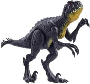 Figura realista de Scorpios Rex em PVC, híbrido de Jurassic World com corpo negro, olhos vermelhos e garras afiadas