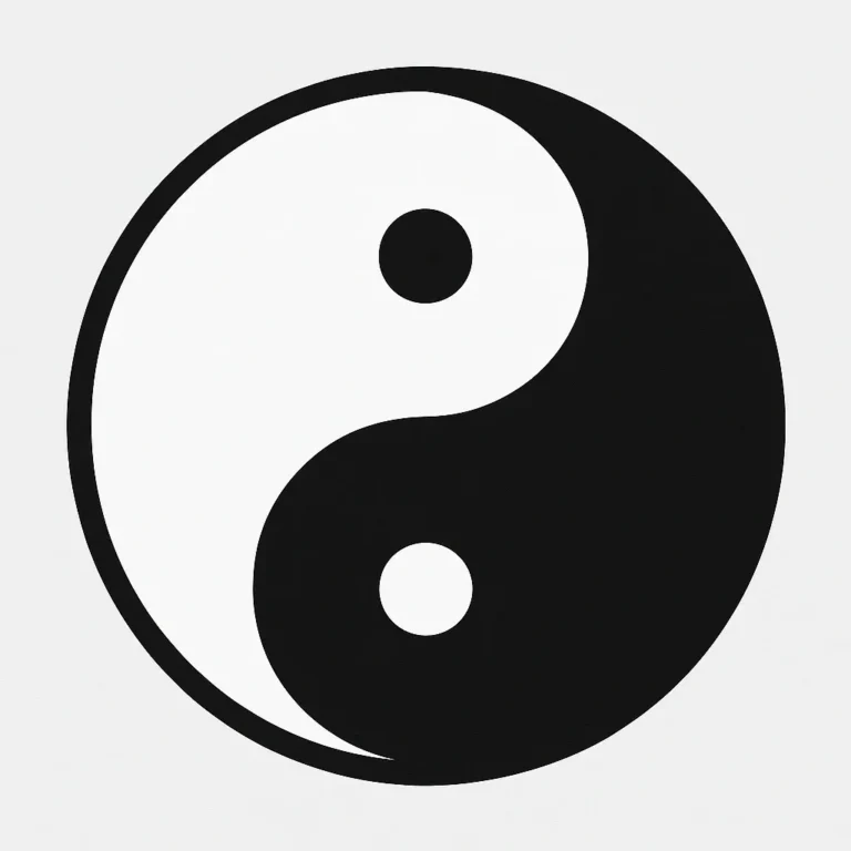 Símbolo yin yang representando o equilíbrio entre opostos, inspirado nas folhas do Ginkgo Biloba, com tons naturais e design harmonioso sobre fundo claro.